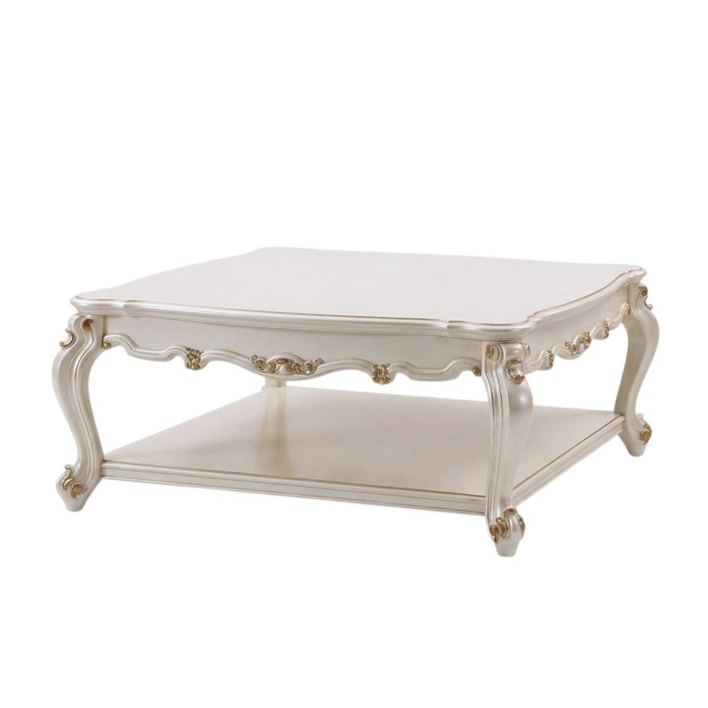 Pearl Wood Coffee Table with Shelf - 47-inch