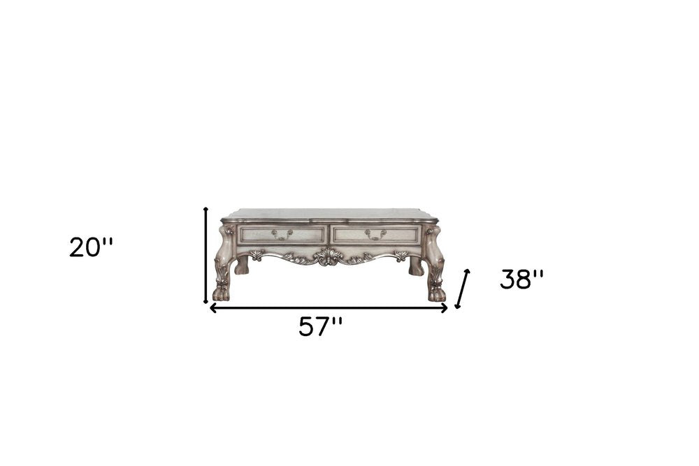 Bone Wood Coffee Table with Two Drawers - 57-inch
