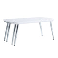 White Clear and Silver Wood and Glass and Metal Coffee Table - 47-inch