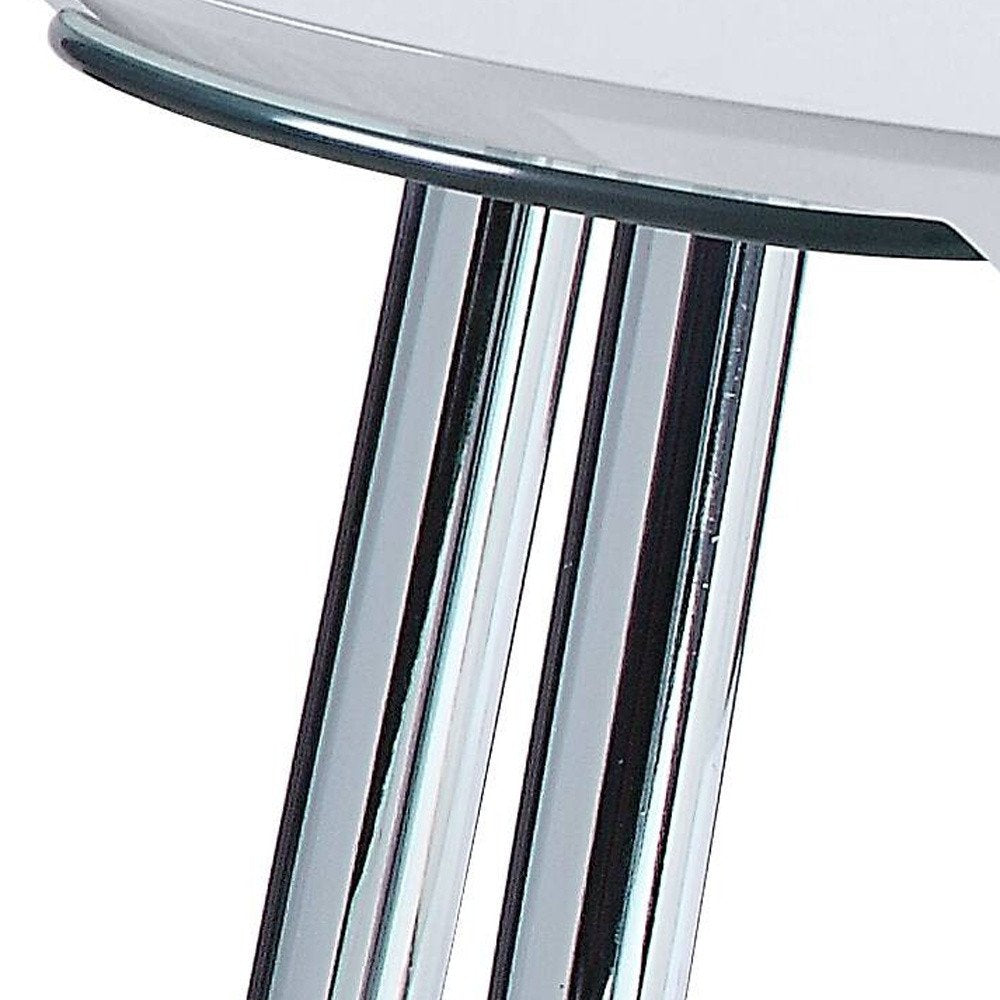 White Clear and Silver Wood and Glass and Metal Coffee Table - 47-inch