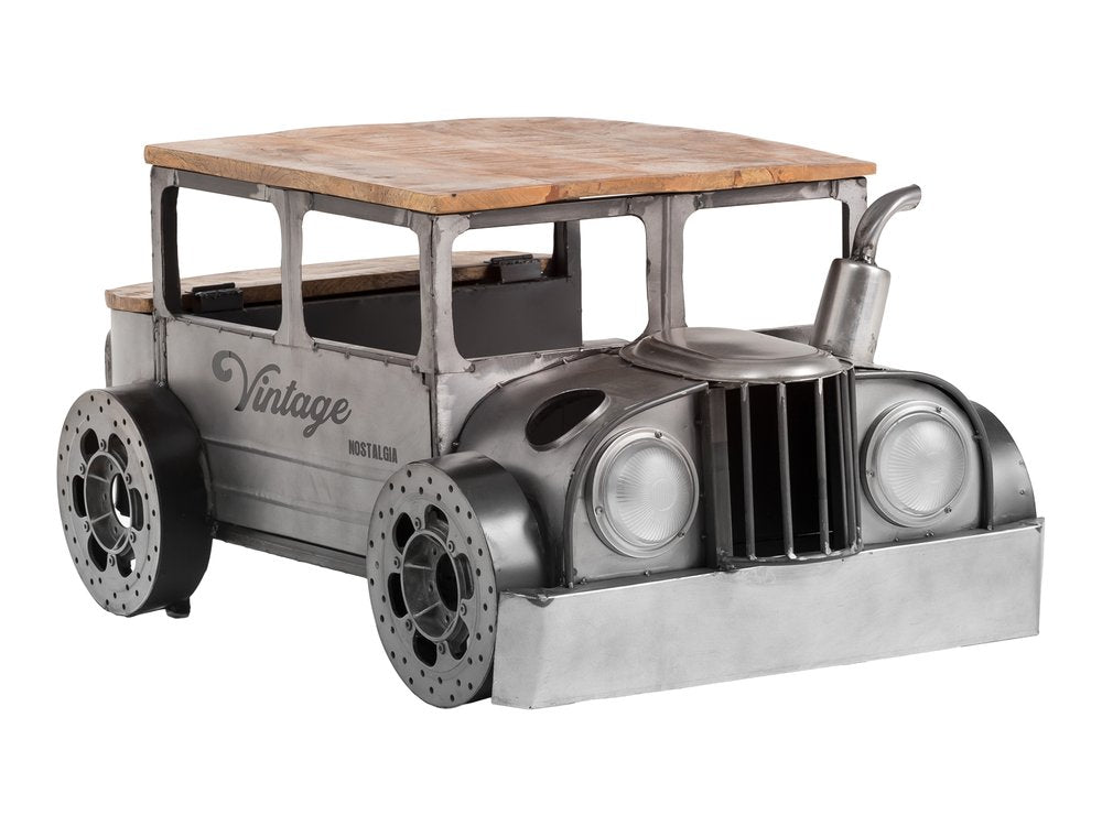 Grey and Brown Vintage Style Truck Solid Wood and Metal Coffee Table