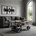 Grey and Brown Vintage Style Truck Solid Wood and Metal Coffee Table