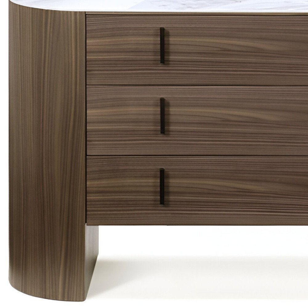 Brown Wood Three Drawer Dresser - 55-inch