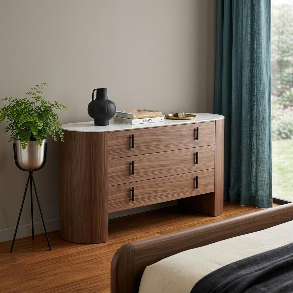Brown Wood Three Drawer Dresser - 55-inch