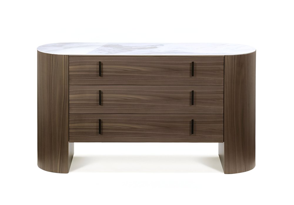 Brown Wood Three Drawer Dresser - 55-inch