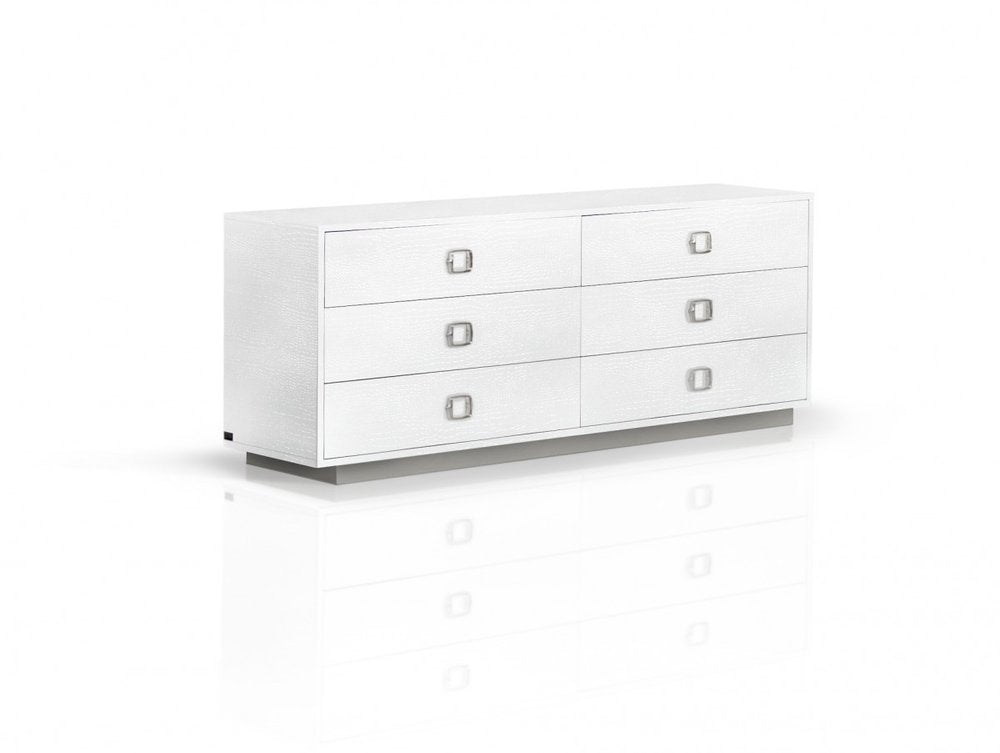 White Solid and Manufactured Wood Six Drawer Dresser - 63-inch