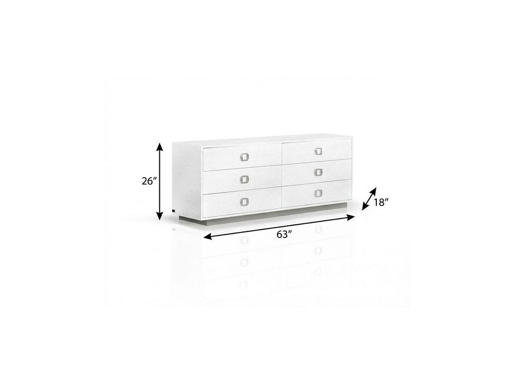 White Solid and Manufactured Wood Six Drawer Dresser - 63-inch