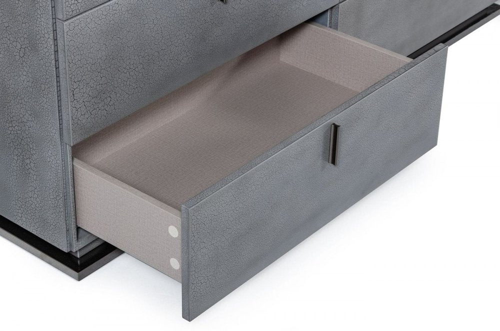 Gunmetal Grey Crackle Finish Six Drawer Double Dresser - 59-inch