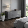 Grey Solid and Manufactured Wood Six Drawer Dresser - 59-inch