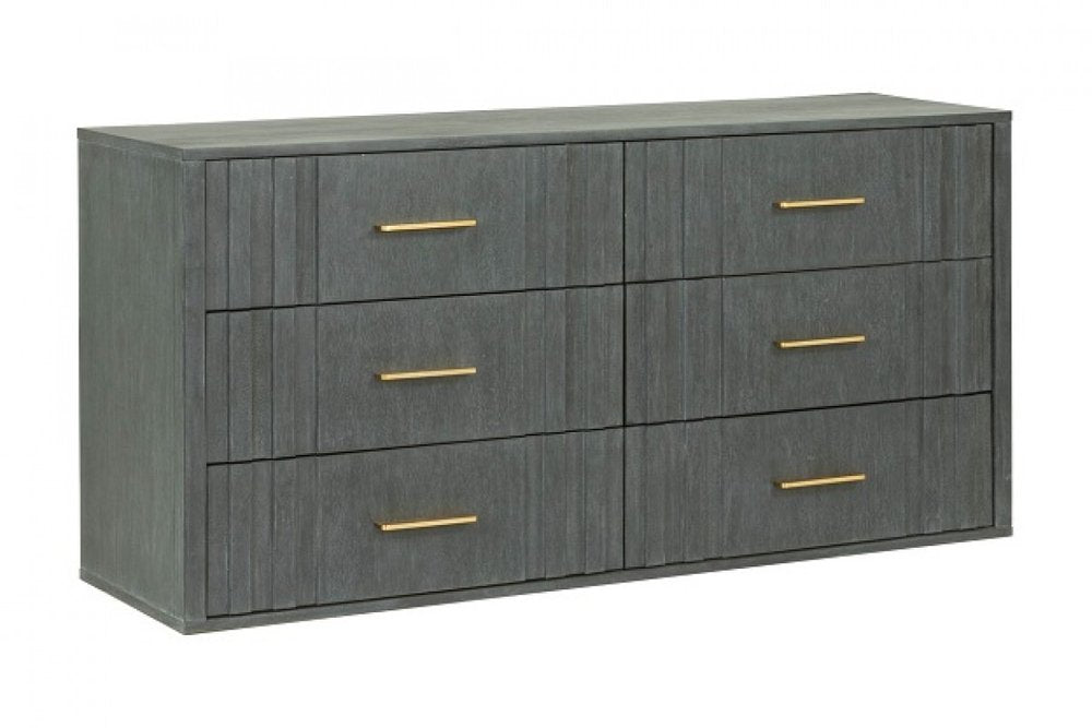 Dark Grey Solid and Manufactured Wood Six Drawer Dresser - 63-inch