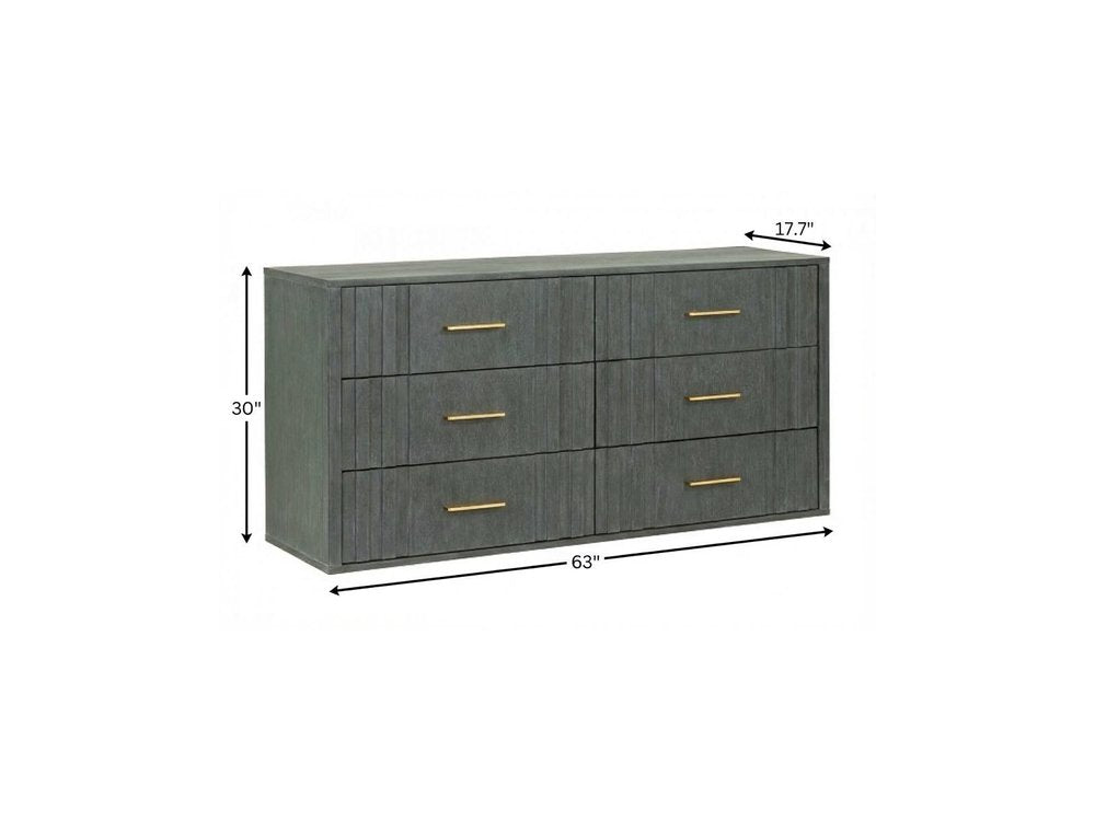 Dark Grey Solid and Manufactured Wood Six Drawer Dresser - 63-inch