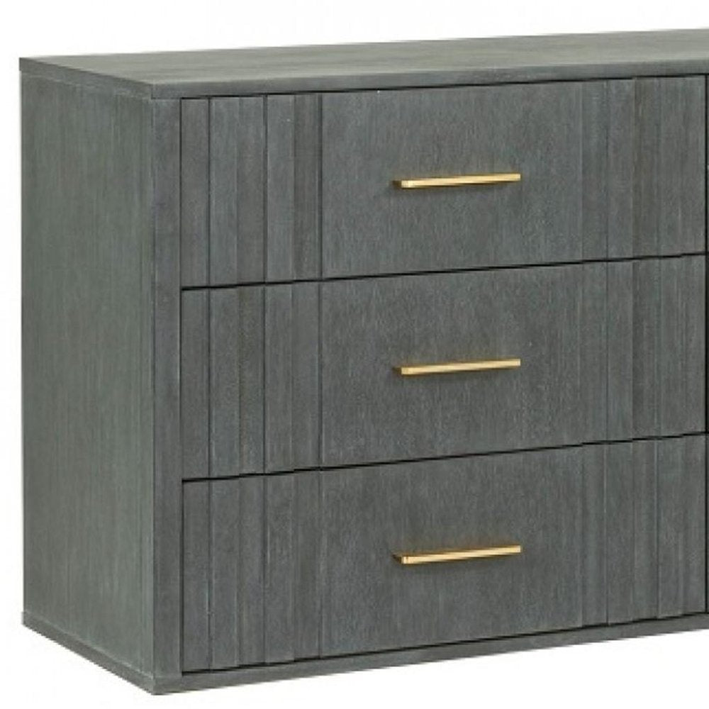 Dark Grey Solid and Manufactured Wood Six Drawer Dresser - 63-inch