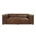 Brown Top Grain Leather Sofa with Black Legs - 98-inch