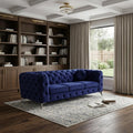 Blue Velvet Chesterfield Sofa with Silver Legs - 90-inch