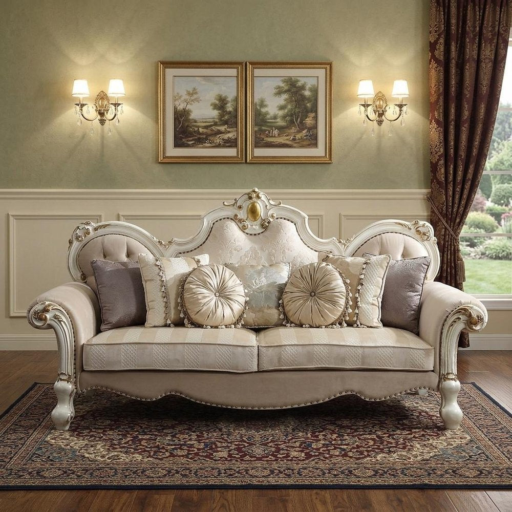 Pearl Velvet Sofa and Toss Pillows - 93-inch