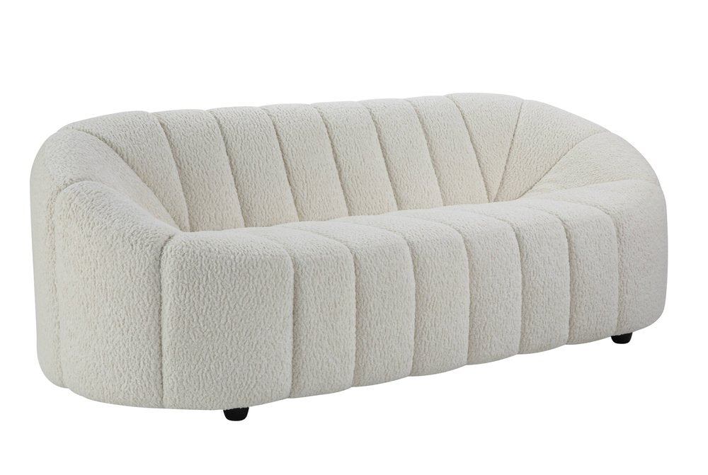 White Sherpa Sofa with Black Legs - 84-inch
