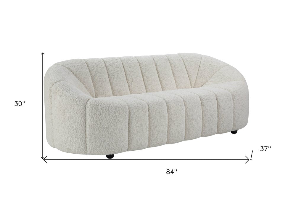 White Sherpa Sofa with Black Legs - 84-inch