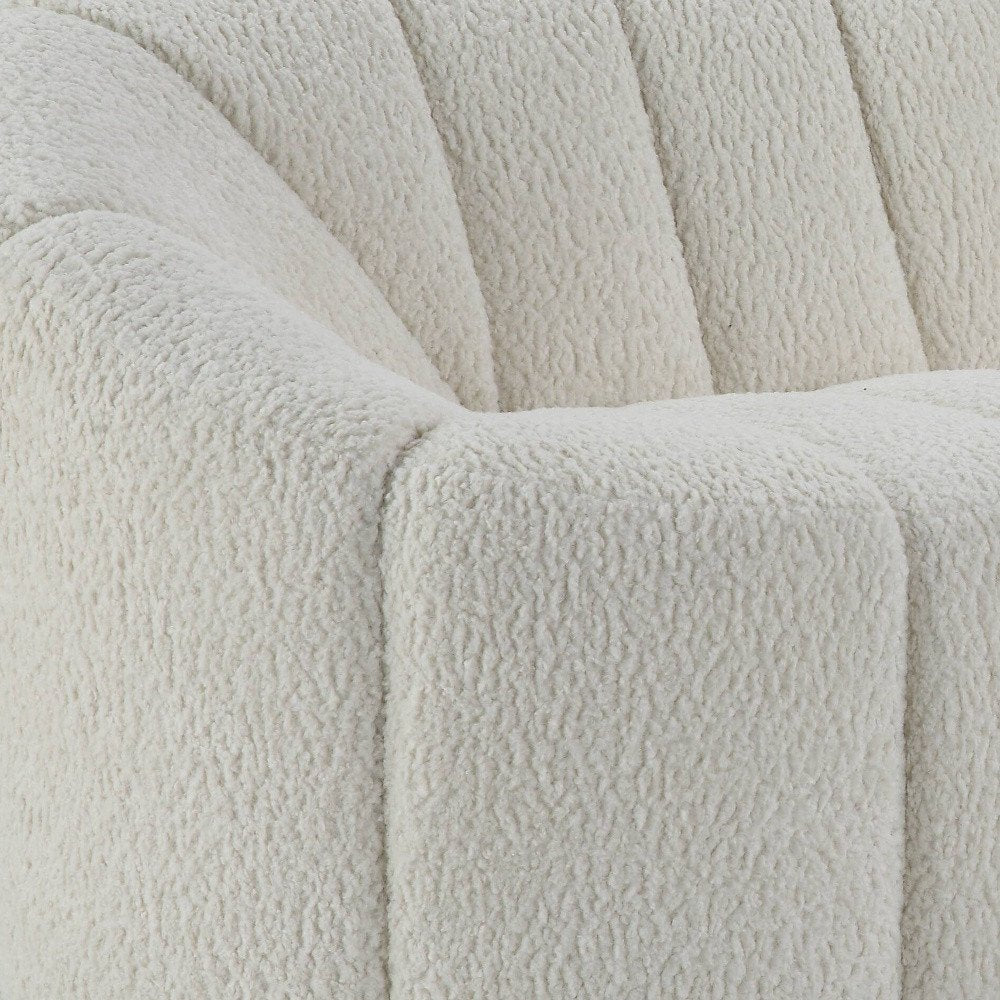 White Sherpa Sofa with Black Legs - 84-inch