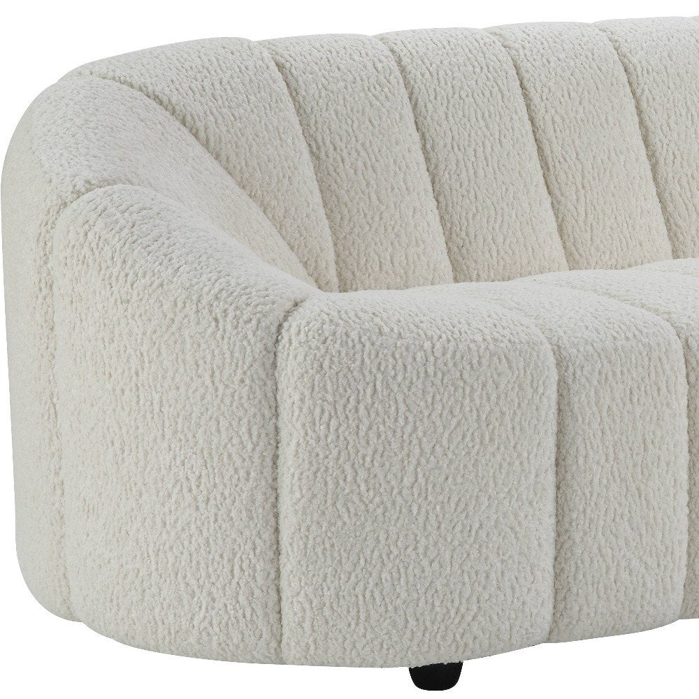 White Sherpa Sofa with Black Legs - 84-inch
