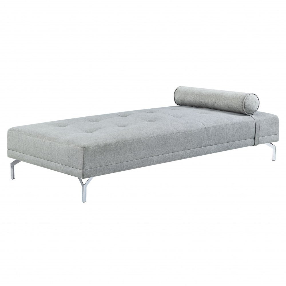 Gray Velvet Convertible Futon Sofa with Toss Pillow - 74-inch