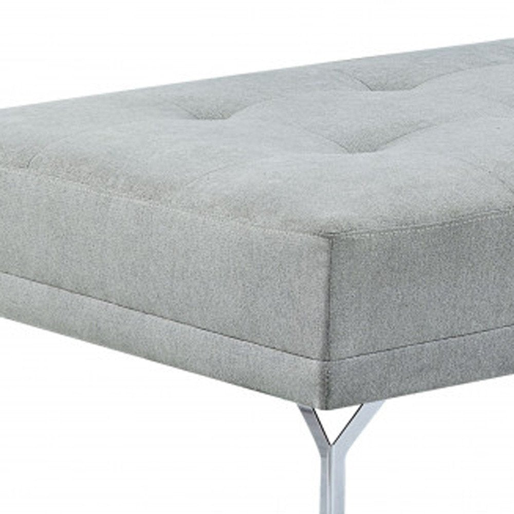 Gray Velvet Convertible Futon Sofa with Toss Pillow - 74-inch