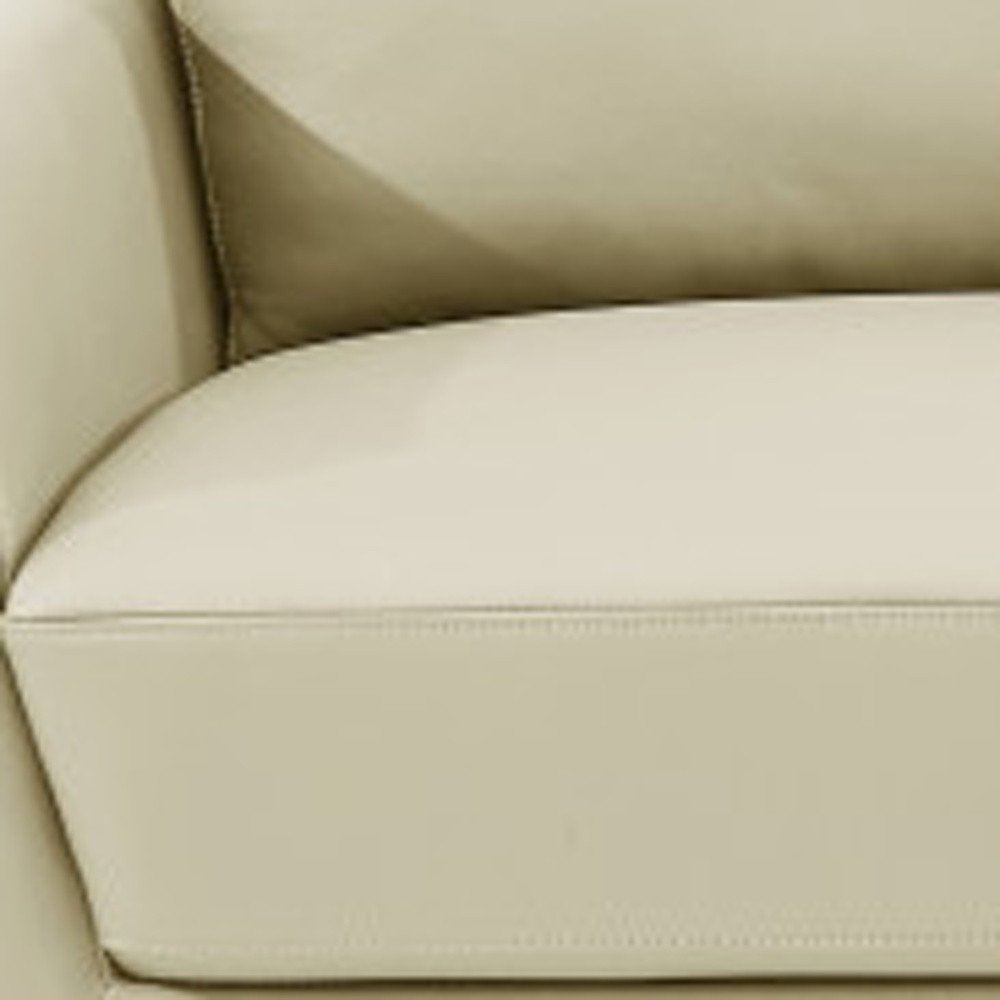 Beige Italian Leather Sofa with Gold Legs - 90-inch
