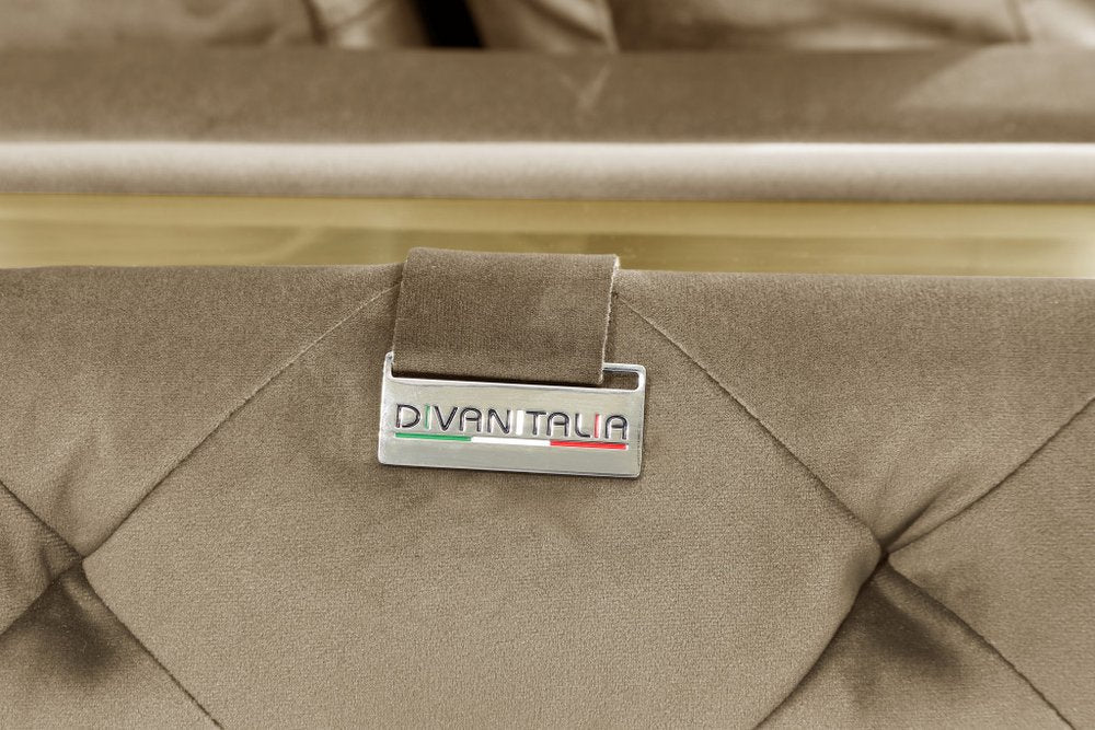 Beige Velvet Sofa with Gold Legs - 90-inch
