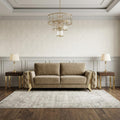 Beige Velvet Sofa with Gold Legs - 90-inch