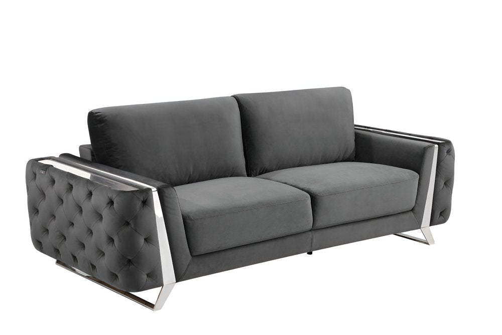 Beige Velvet Sofa with Gold Legs - 90-inch