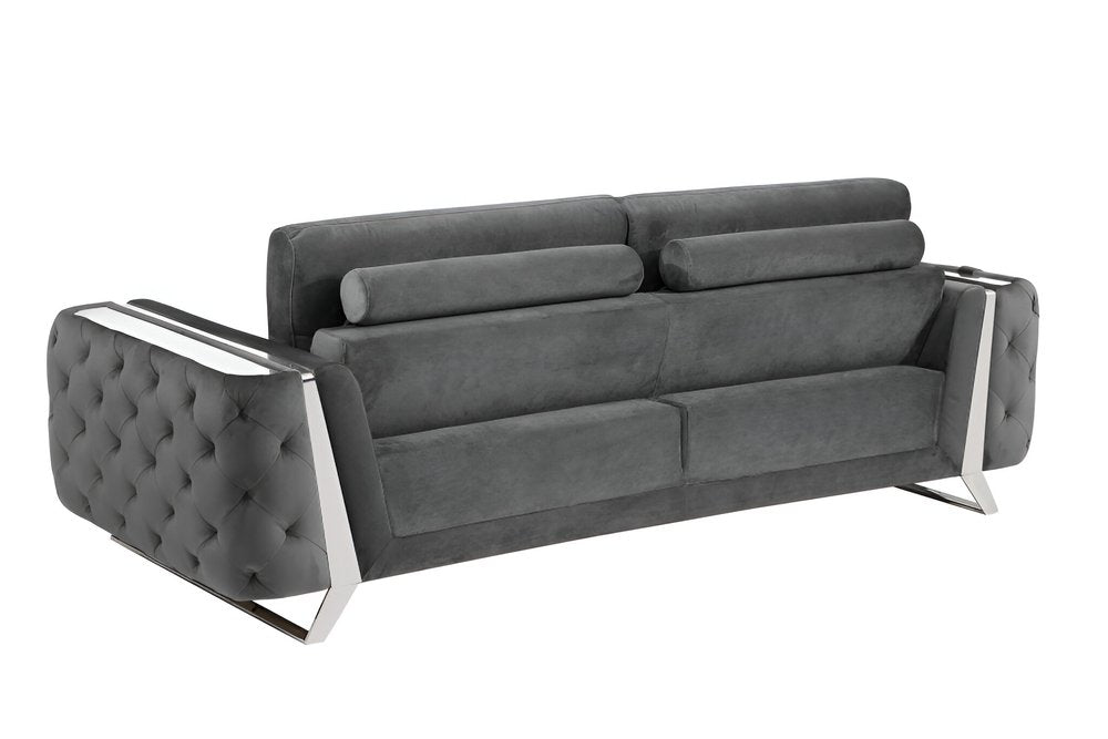 Beige Velvet Sofa with Gold Legs - 90-inch