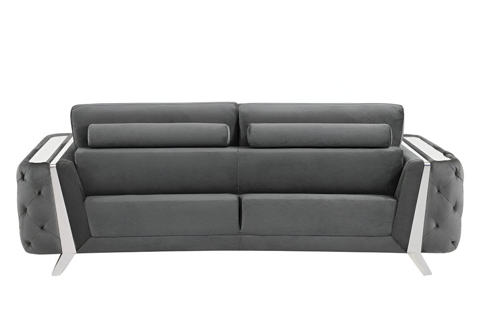 Beige Velvet Sofa with Gold Legs - 90-inch