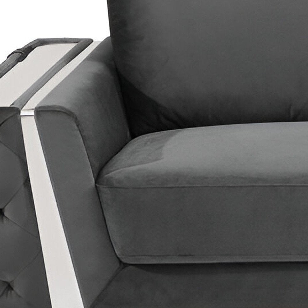 Beige Velvet Sofa with Gold Legs - 90-inch