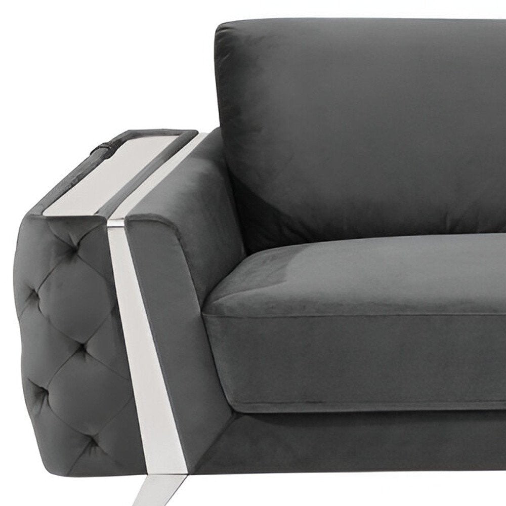 Beige Velvet Sofa with Gold Legs - 90-inch
