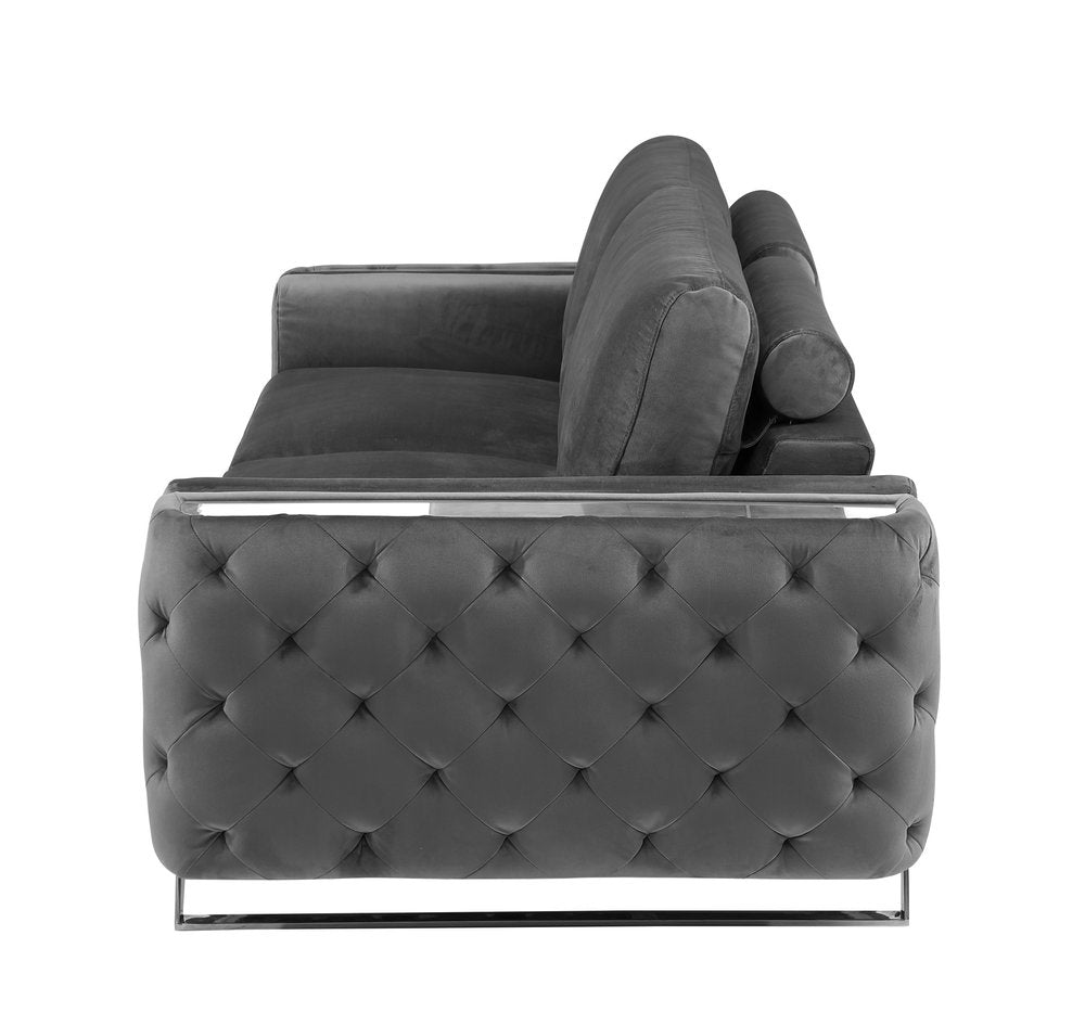 Beige Velvet Sofa with Gold Legs - 90-inch