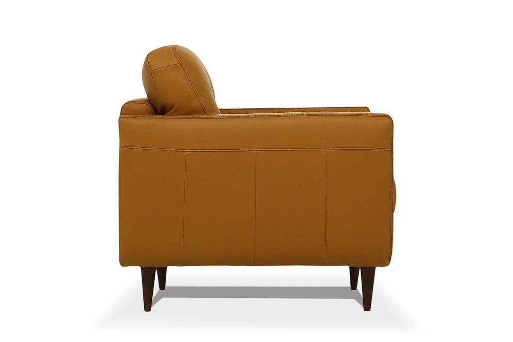 Orange Leather Sofa with Black Legs - 83-inch
