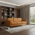 Orange Leather Sofa with Black Legs - 83-inch