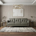 Green Leather Sofa with Black Legs - 83-inch