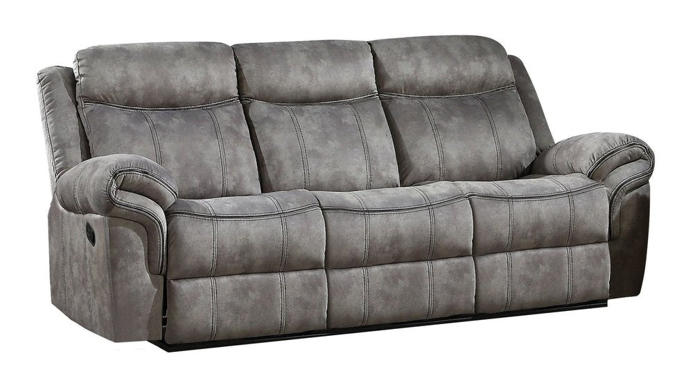 Gray Velvet Reclining USB Sofa with Black Legs - 87-inch