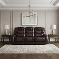 Brown Faux Leather Reclining Sofa with Black Legs - 90-inch