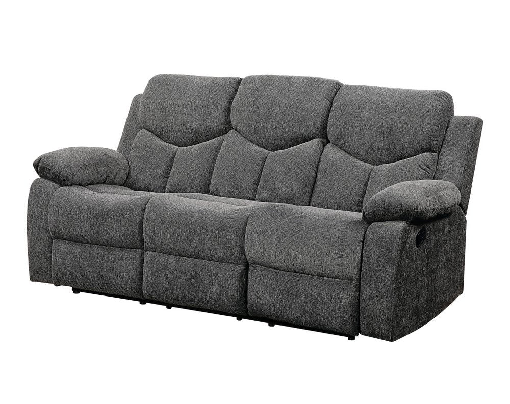 Gray Chenille Reclining Sofa with Black Legs - 82-inch