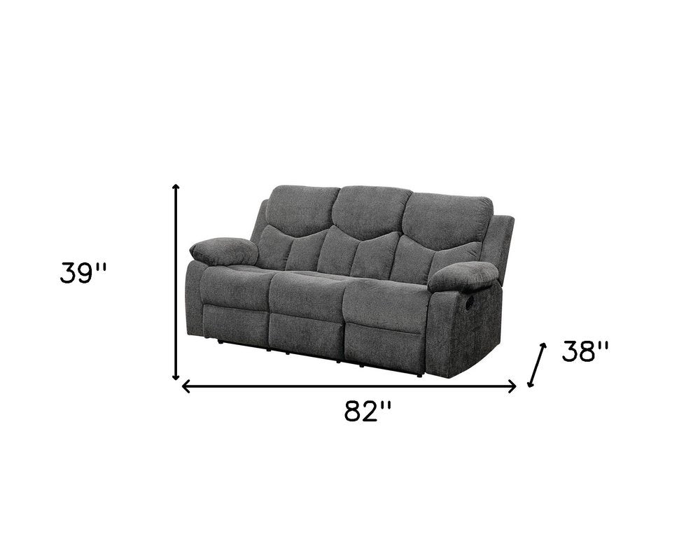 Gray Chenille Reclining Sofa with Black Legs - 82-inch
