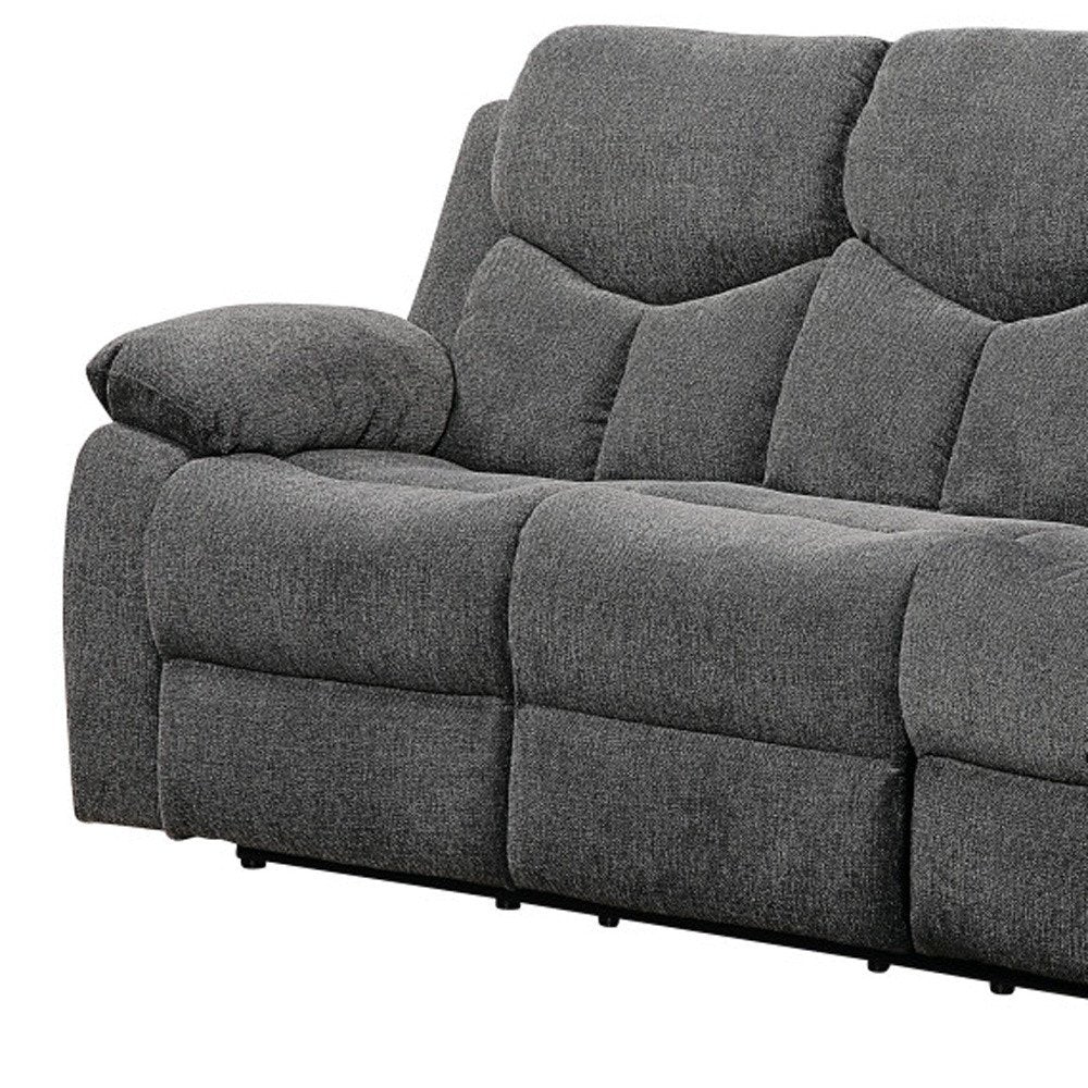 Gray Chenille Reclining Sofa with Black Legs - 82-inch