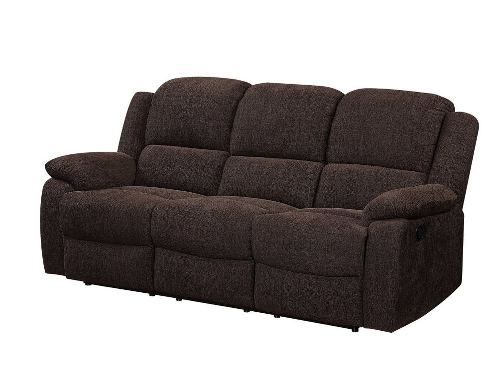 Brown Chenille Reclining Sofa with Black Legs - 79-inch