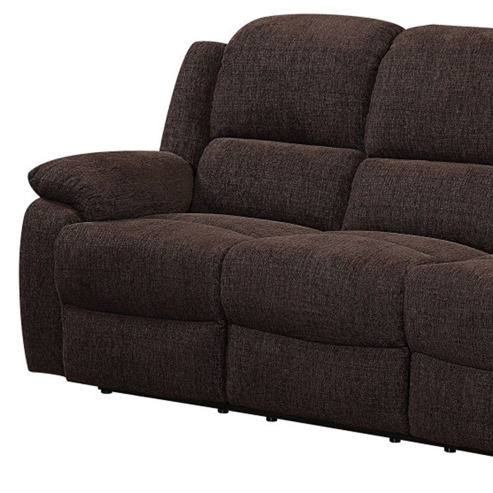 Brown Chenille Reclining Sofa with Black Legs - 79-inch