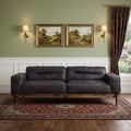 Ebony Top Grain Leather Sofa with Black Legs - 96-inch