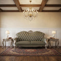 Bone Faux Leather Sofa and Toss Pillows with White Legs - 96-inch