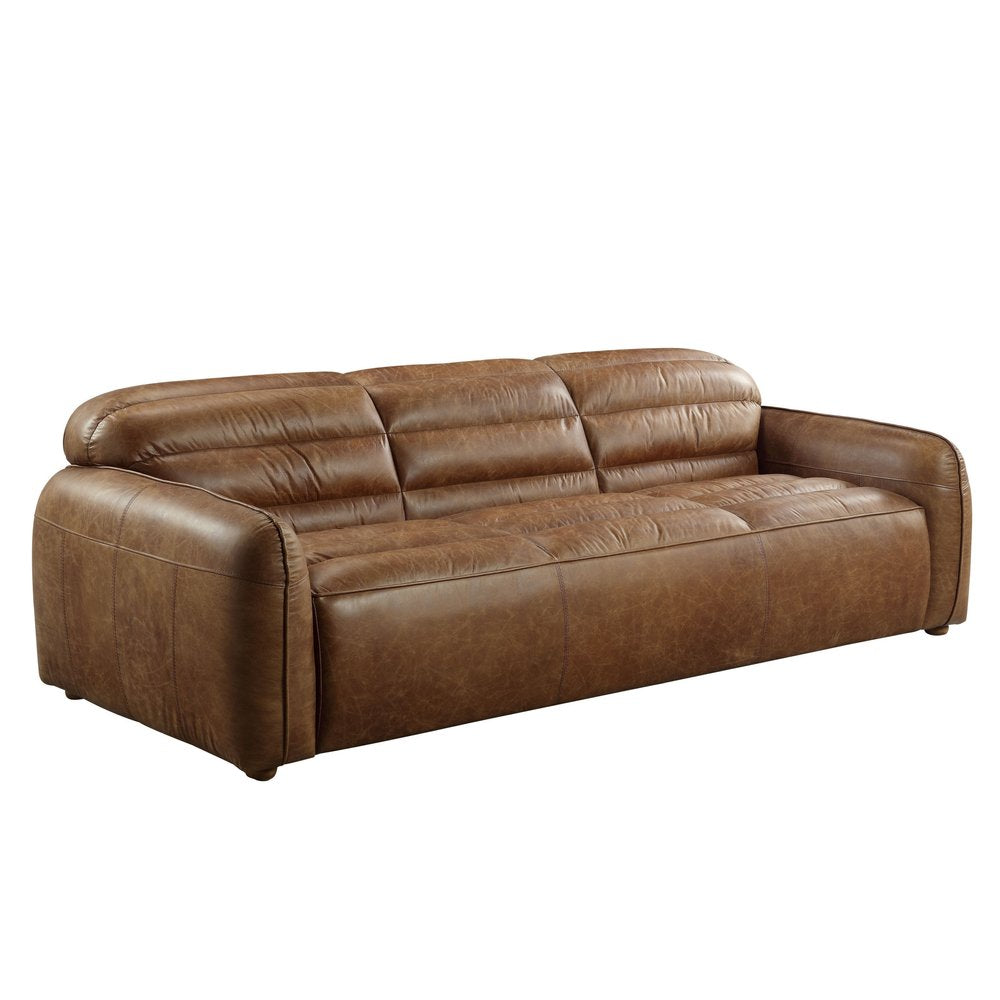 Dark Brown Top Grain Leather Sofa with Black Legs - 95-inch
