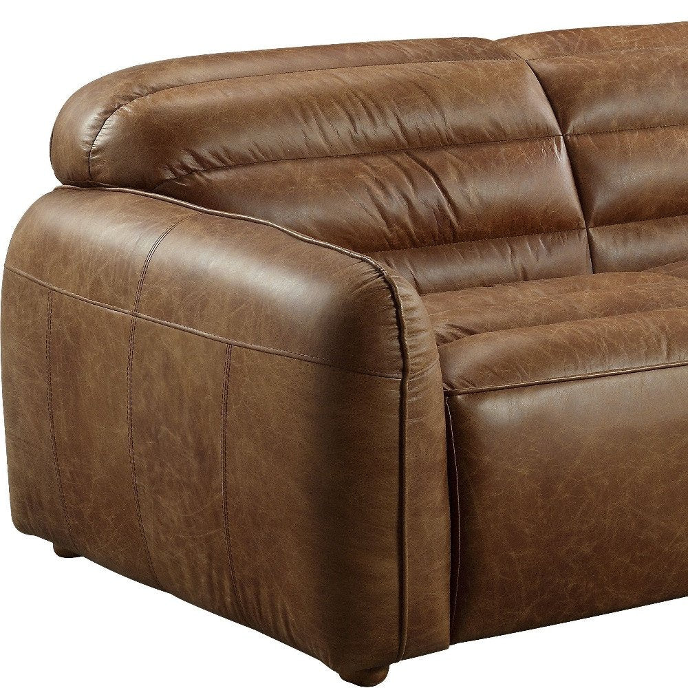 Dark Brown Top Grain Leather Sofa with Black Legs - 95-inch