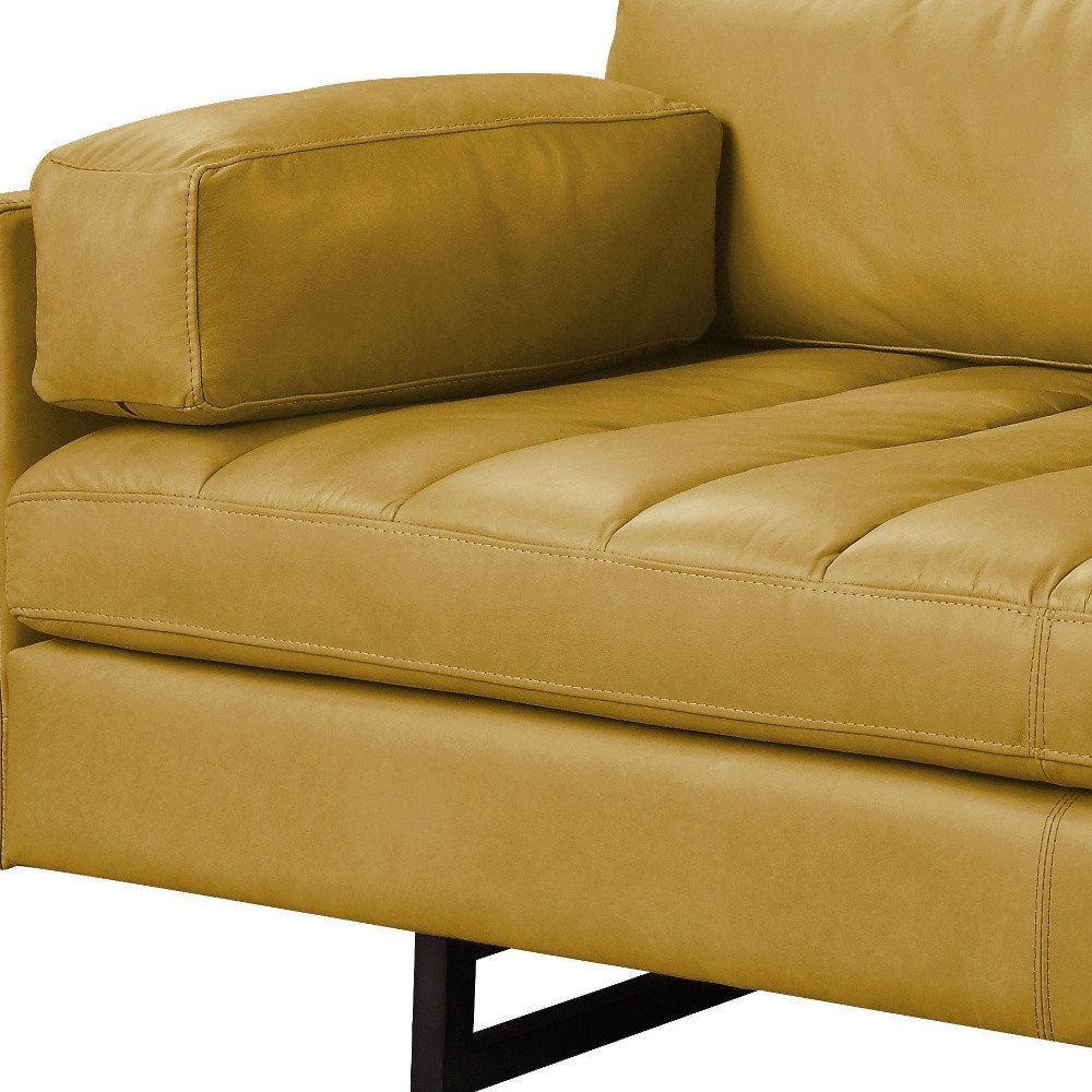 Mustard Top Grain Leather Sofa with Black Legs - 74-inch
