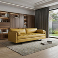 Mustard Top Grain Leather Sofa with Black Legs - 74-inch
